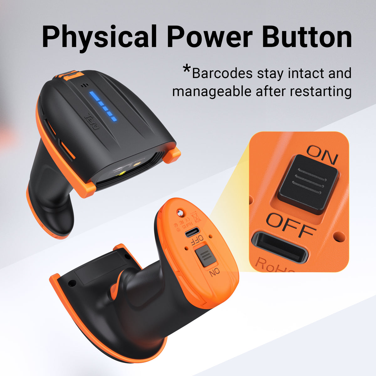 Tera D6100 2D Barcode Scanner - Advanced Power Switch, Wall-Mountable ...