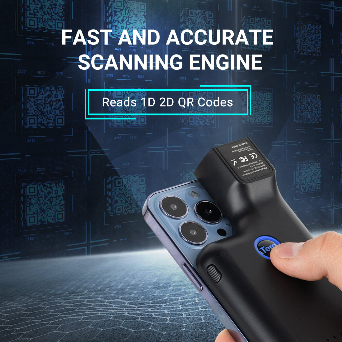 Tera Digital 0013 Barcode Scanner | 2D QR Back Clip Phone Bar Code Reader