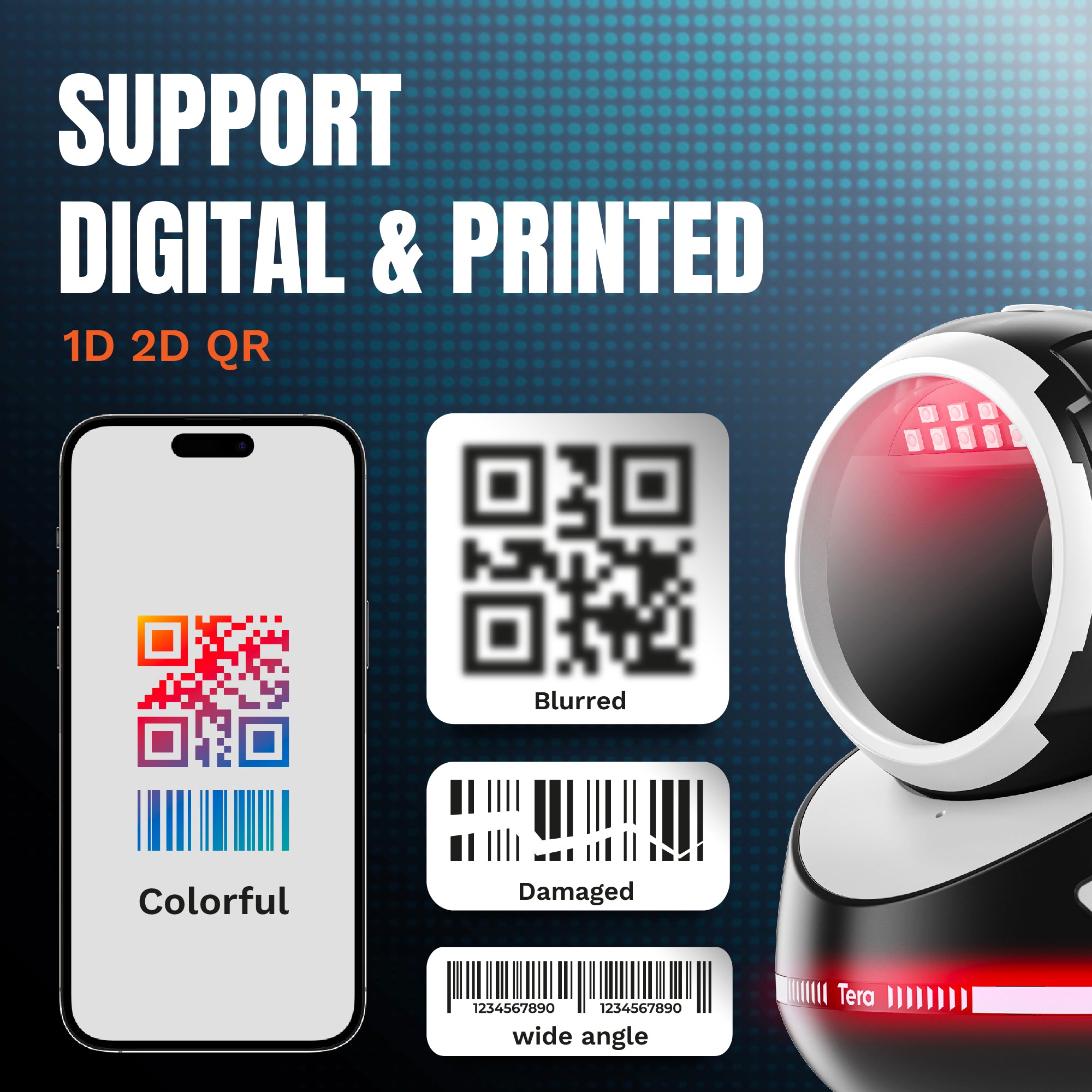 9800 2D Desktop USB Barcode Scanner | Tera Digital