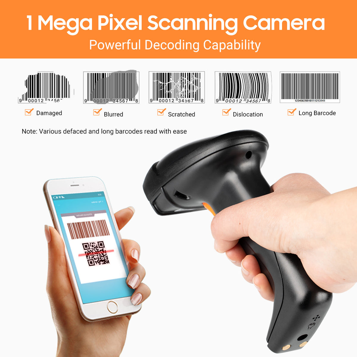 Pixel Scan Code Tera Digital HW0007 Barcode Scanner | Mega Pixel 2D Bar Code Reader
