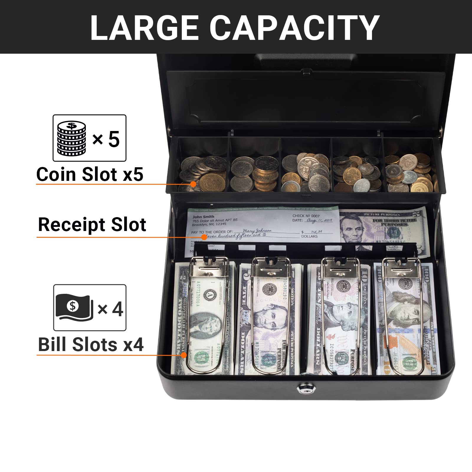 Large Cash Box with Money Tray KL380 | Tera Digital