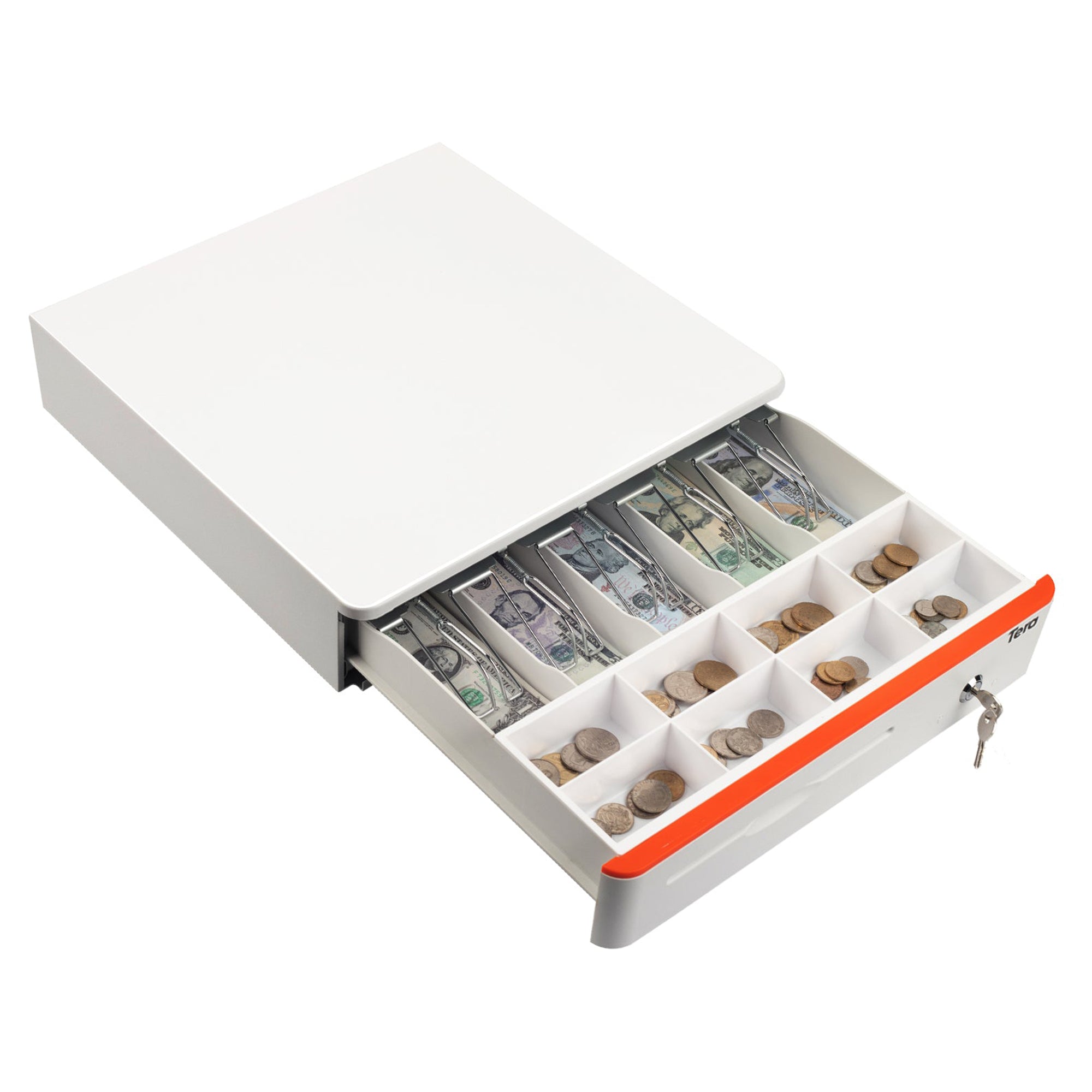 Tera Digital 405R White Cash Drawer 16 inch Cash Register Drawer Counter