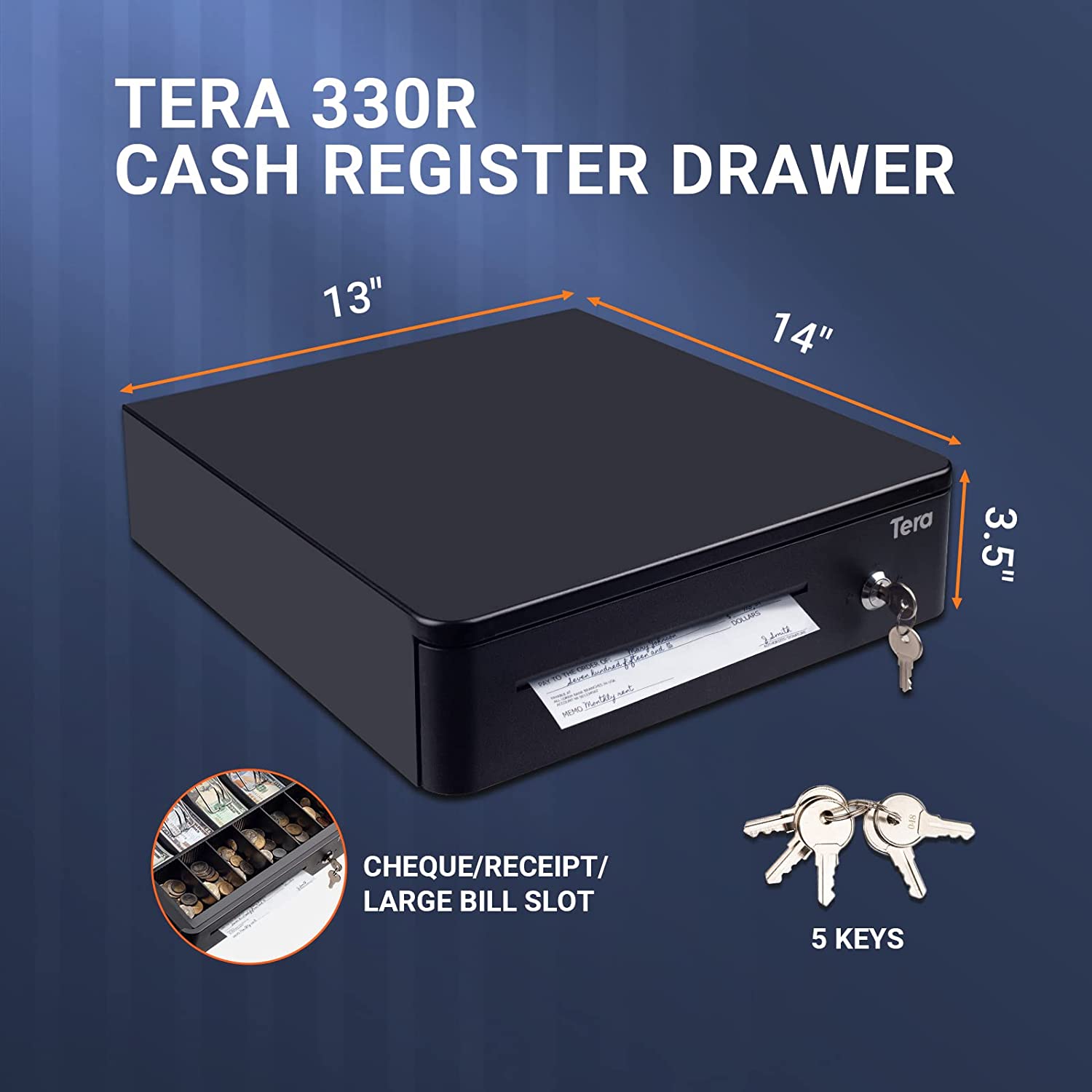 tera-13-inch-auto-open-cash-drawer-black-physical-dimension