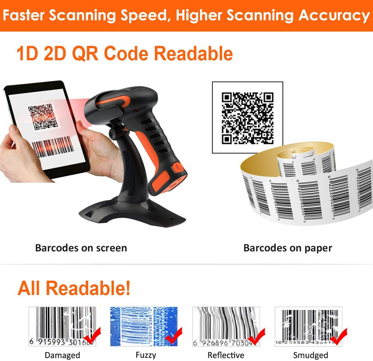 FTHK0147-A Industrial 2D Barcode Scanner Orange