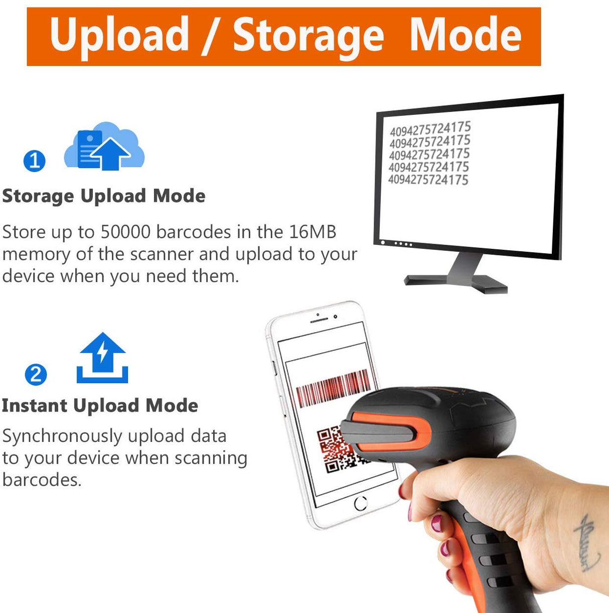 FTHK0147-A Industrial 2D Barcode Scanner Orange