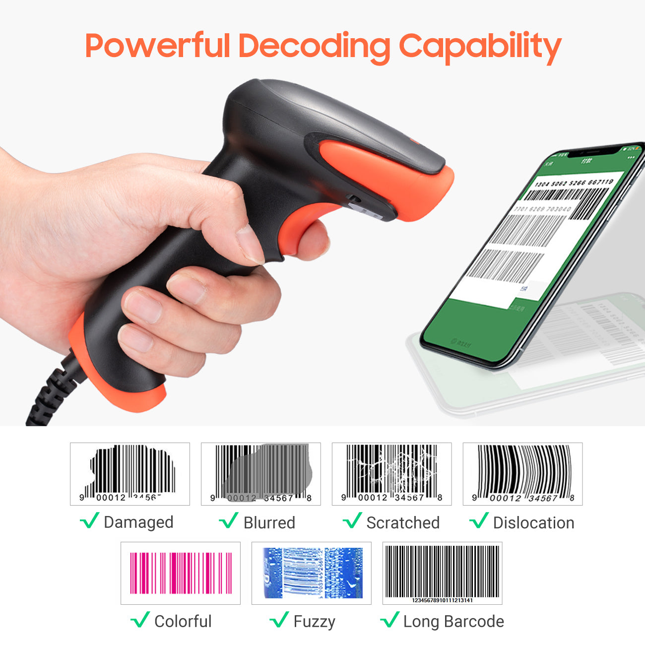 Tera 1500C Barcode Scanner  CCD 1D Linear Wired Bar Code Reader