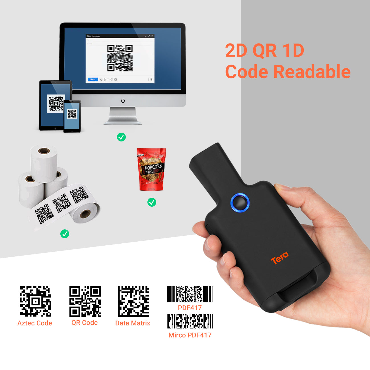 0012 2D Back Clip Barcode Scanner for Smartphone
